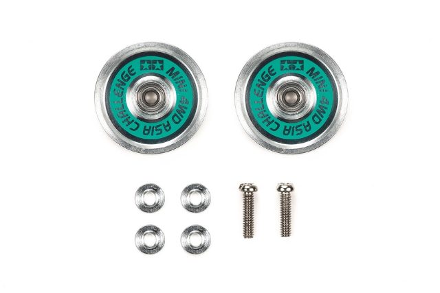 Tamiya HG 19mm Aluminum Ball-Race Rollers (Ringless) Asia Challenge (Green Logos)(95688)