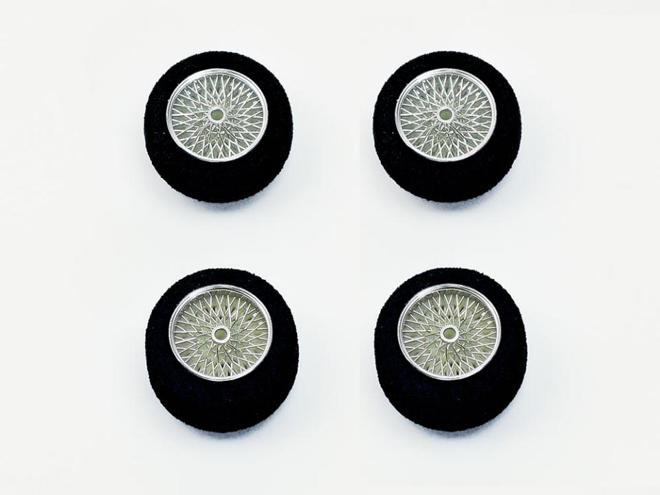 Tamiya Small Dia. Plated Spoke Wheel Set (w/Reston Sponge Tires)(15219)
