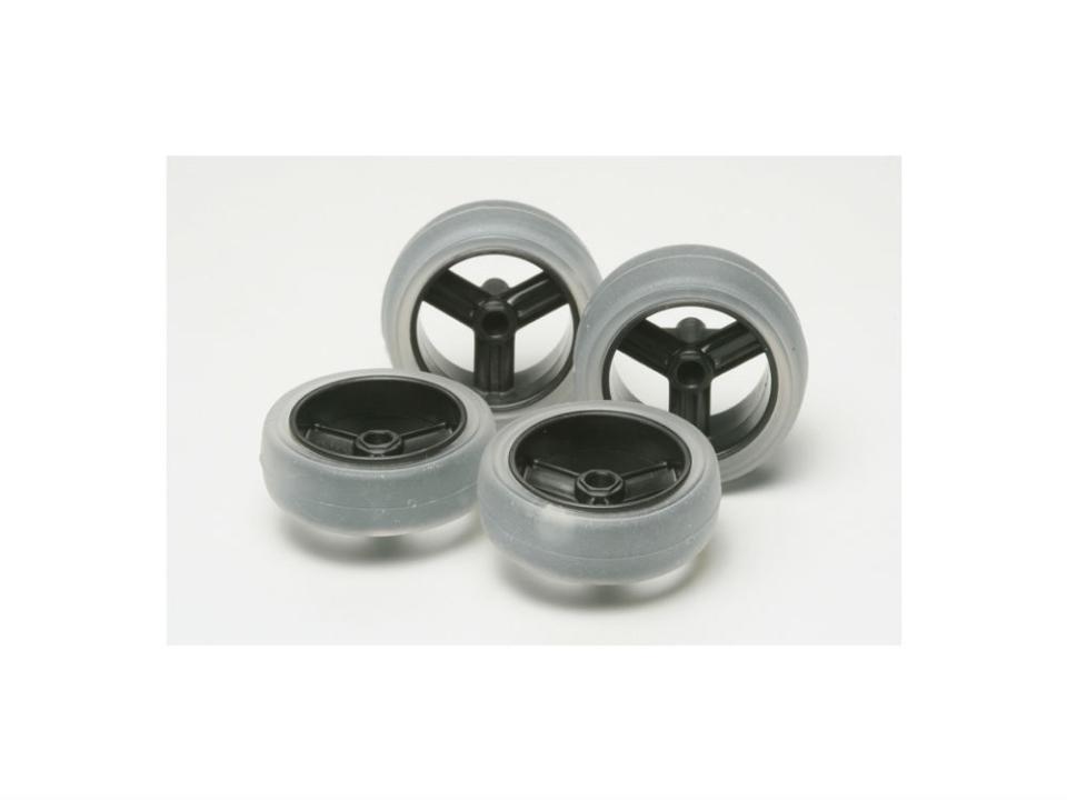 Tamiya Large Dia. Carbon Wheel Set (w/Soft Slick Tires)(15366)
