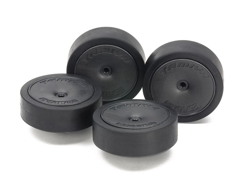 Tamiya Large Dia. Low Friction Low-Profile Tires (31mm) & Carbon Wheels (Dish)(15544)